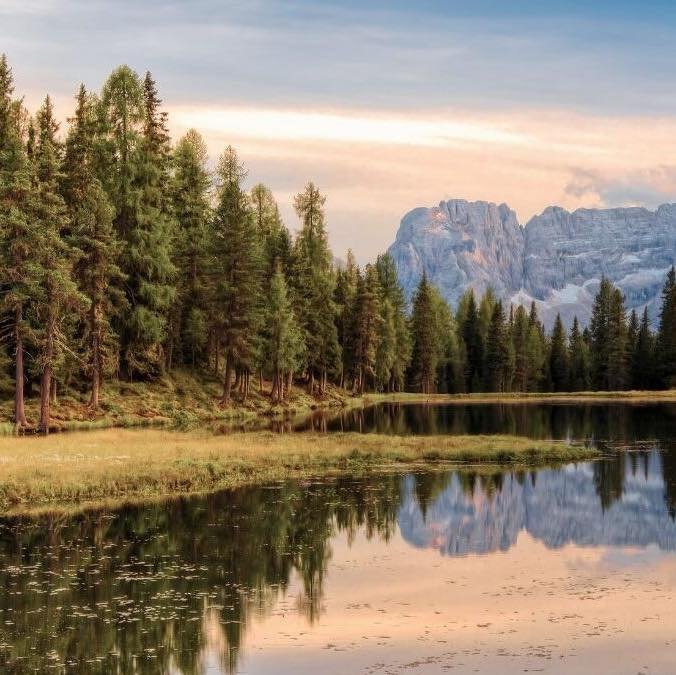 daily inspiration 18/8 lake with trees and mountains