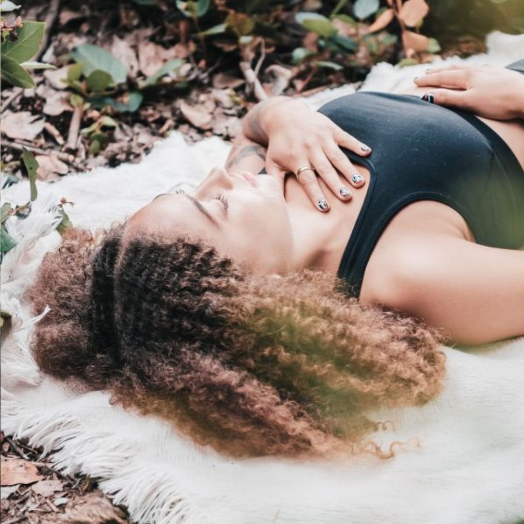 connecting to nature woman meditating