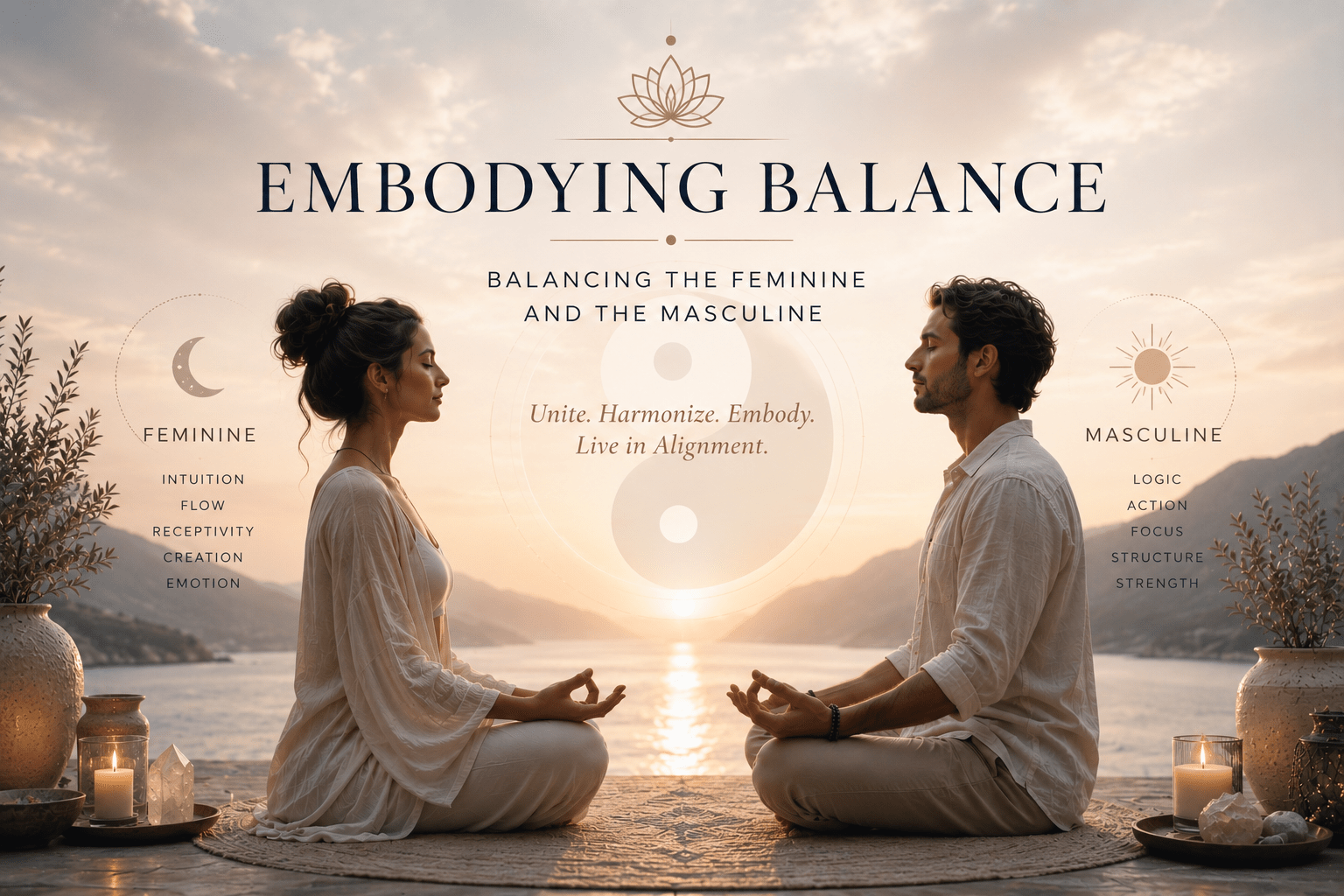 embody balance woman and man in meditation